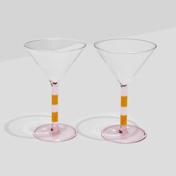 Fazeek Stripe Martini Glasses, Pink + Amber