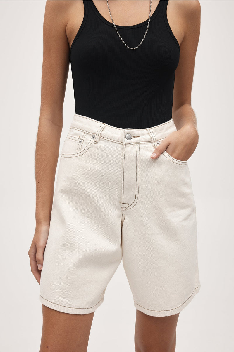 Marle Relaxed Jean Short, Ecru