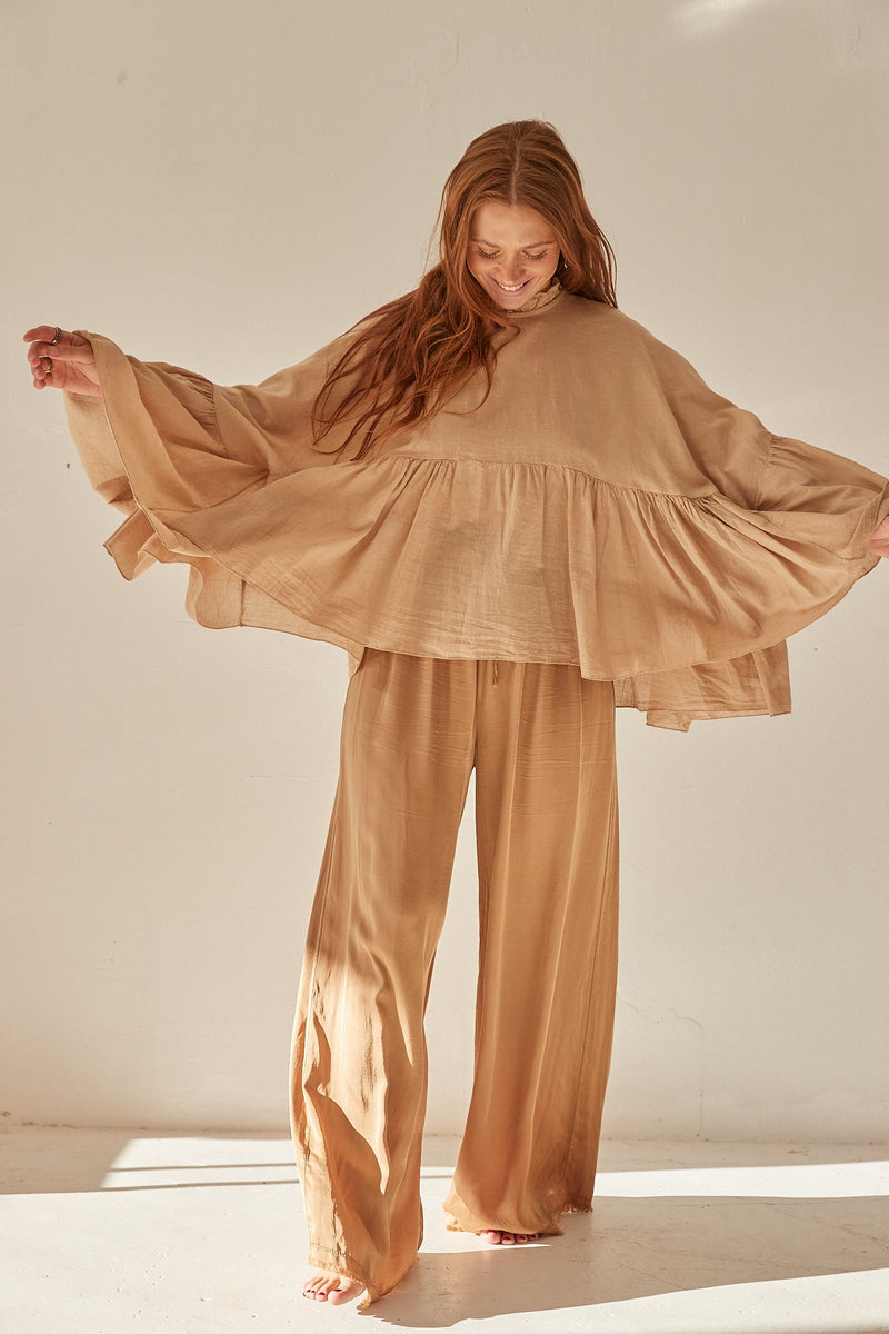 Mamapapa, Brighton blouse voile butterfly, camel