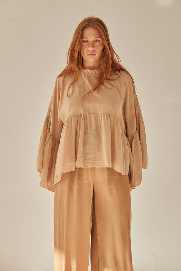 Mamapapa, Brighton blouse voile butterfly, camel