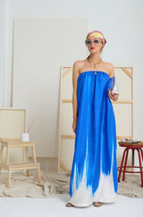 Le Silk Art Strapless Dress, Blue