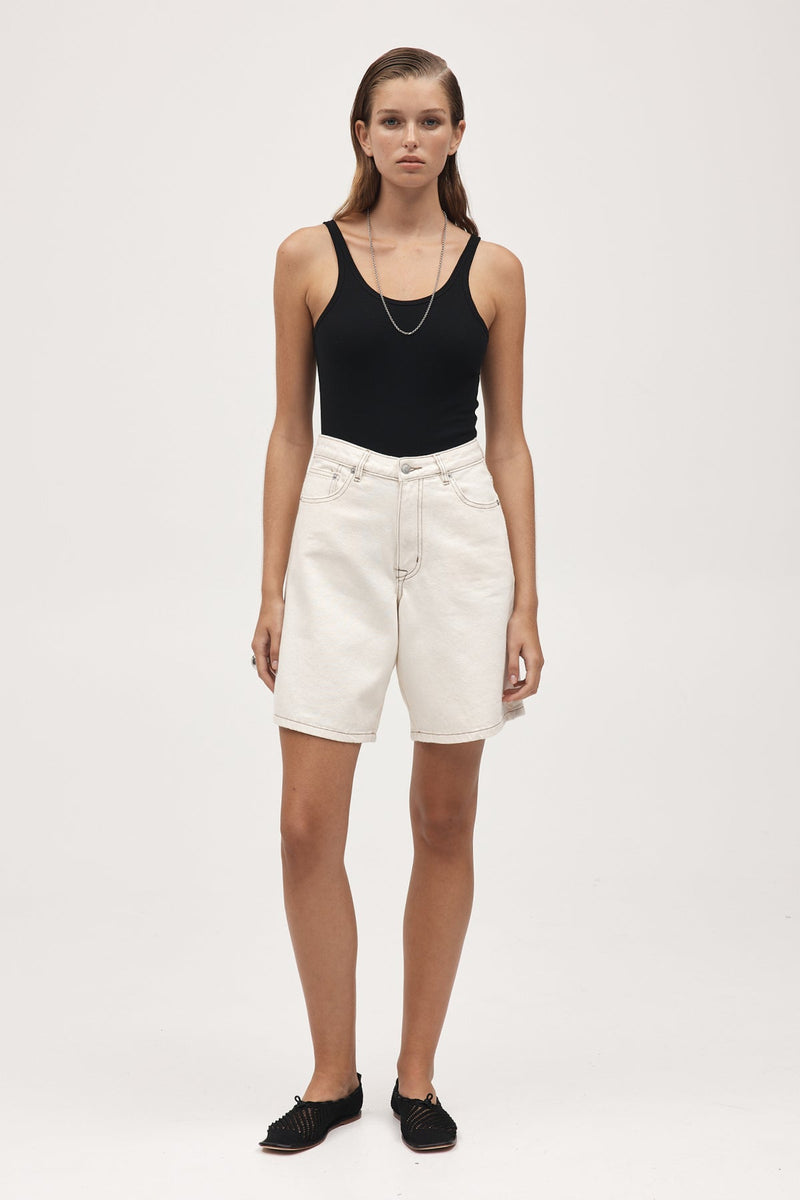 Marle Relaxed Jean Short, Ecru