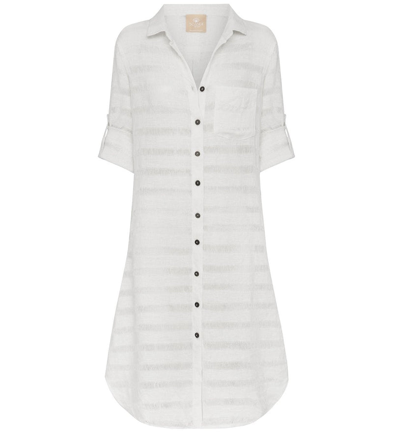 Scandi & Co Heidi Shirtdress, White Stripe