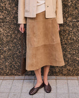 Yerse Suede Midi Skirt, Camel