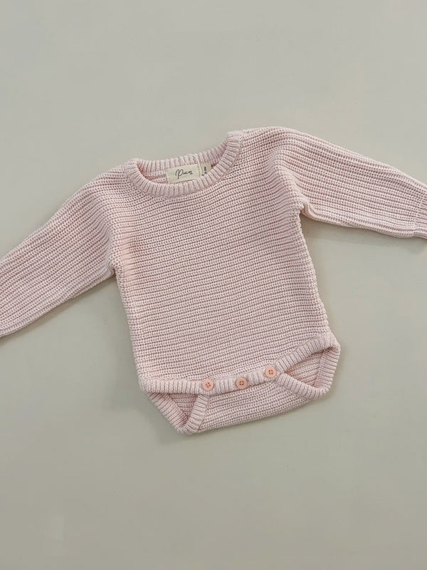 Classic Ribbed Romper, Baby Pink