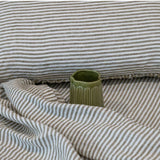 French Linen Flat Sheet, Olive Stripe