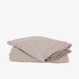 French Linen Fitted Sheet, Olive Stripe