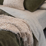 French Linen Duvet Cover, Olive Stripe