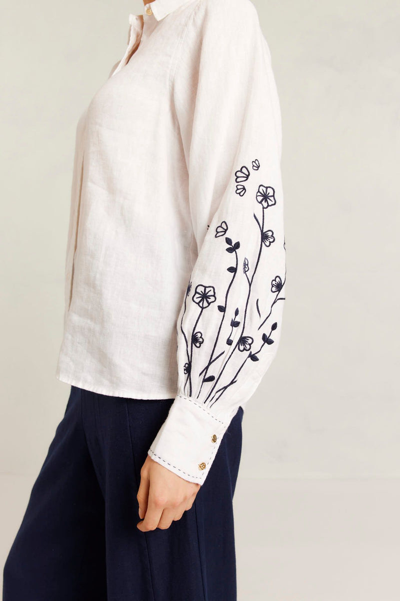 Alessandra Calla Shirt, White/Navy