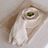 Eadie Zayra Napkin, Ivory/Natural Hand Stitch