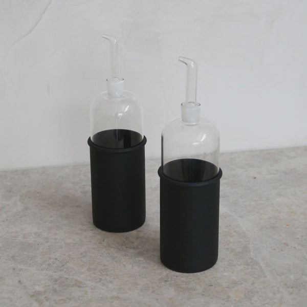 Rund Oil & Vinegar Bottle Set, Black