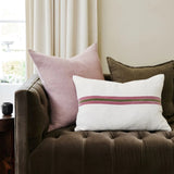 Ribbon Cushion, White/Burgundy/Green
