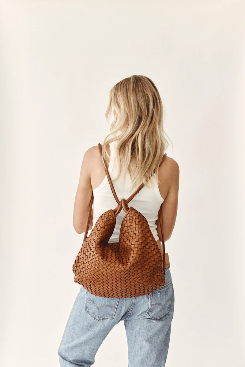 Vestirsi Woven Bella Convertible Backpack Tote, Tan