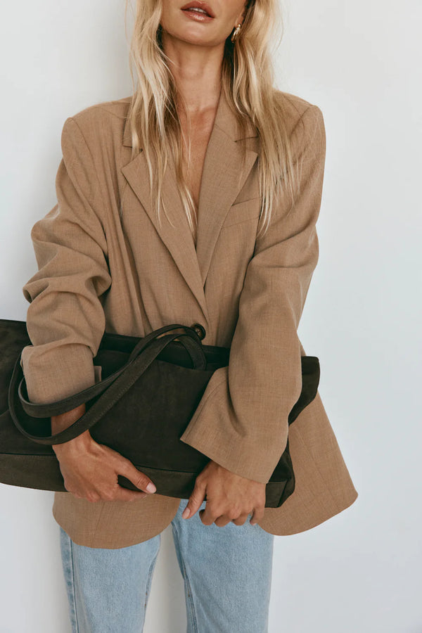 Vestirsi Mia Dark Chocolate Suede Slouchy Tote