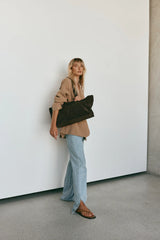 Vestirsi Mia Dark Chocolate Suede Slouchy Tote