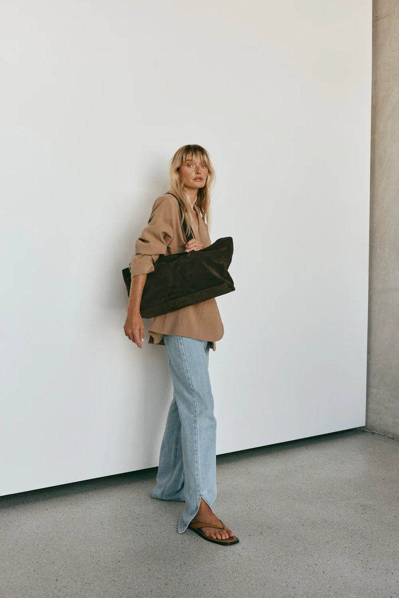 Vestirsi Mia Dark Chocolate Suede Slouchy Tote