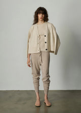 Cashmere Seam Detail Cardi, Pearl Shell
