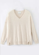 Classic V Neck Knit, Pearl Shell