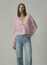 Cashmere Featherweight Cardi, Pearl Pink