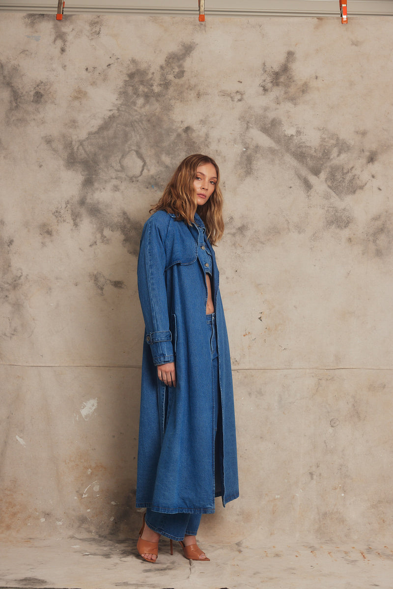 Riley Trench, Indigo Denim