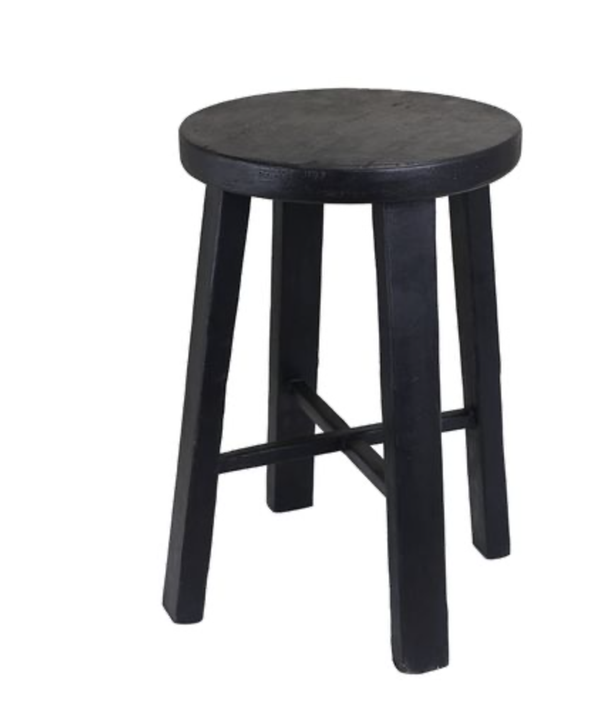 Florabelle Round Stool, Black