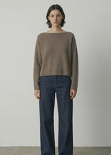 Clouded Silk Blend Top, Beaver