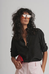Le Dot Lightweight Silk Shirt, Ink