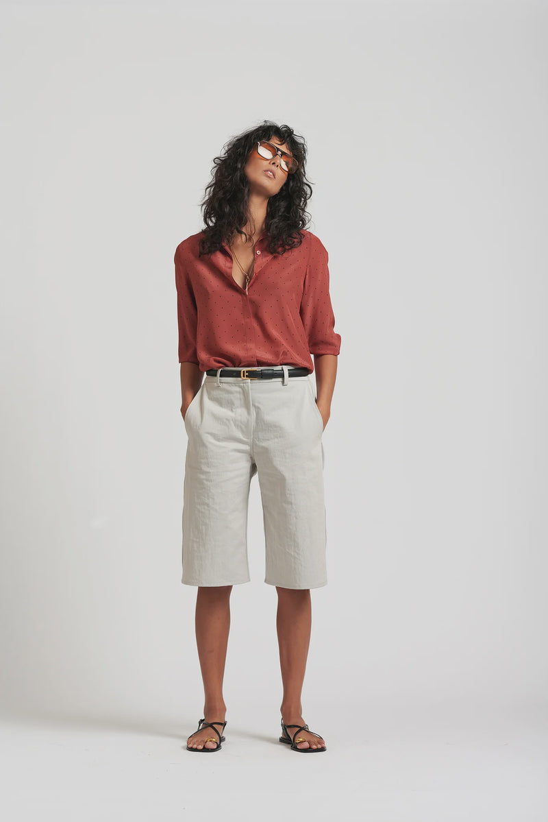 Le Dot Lightweight Silk Shirt, Rhubarb