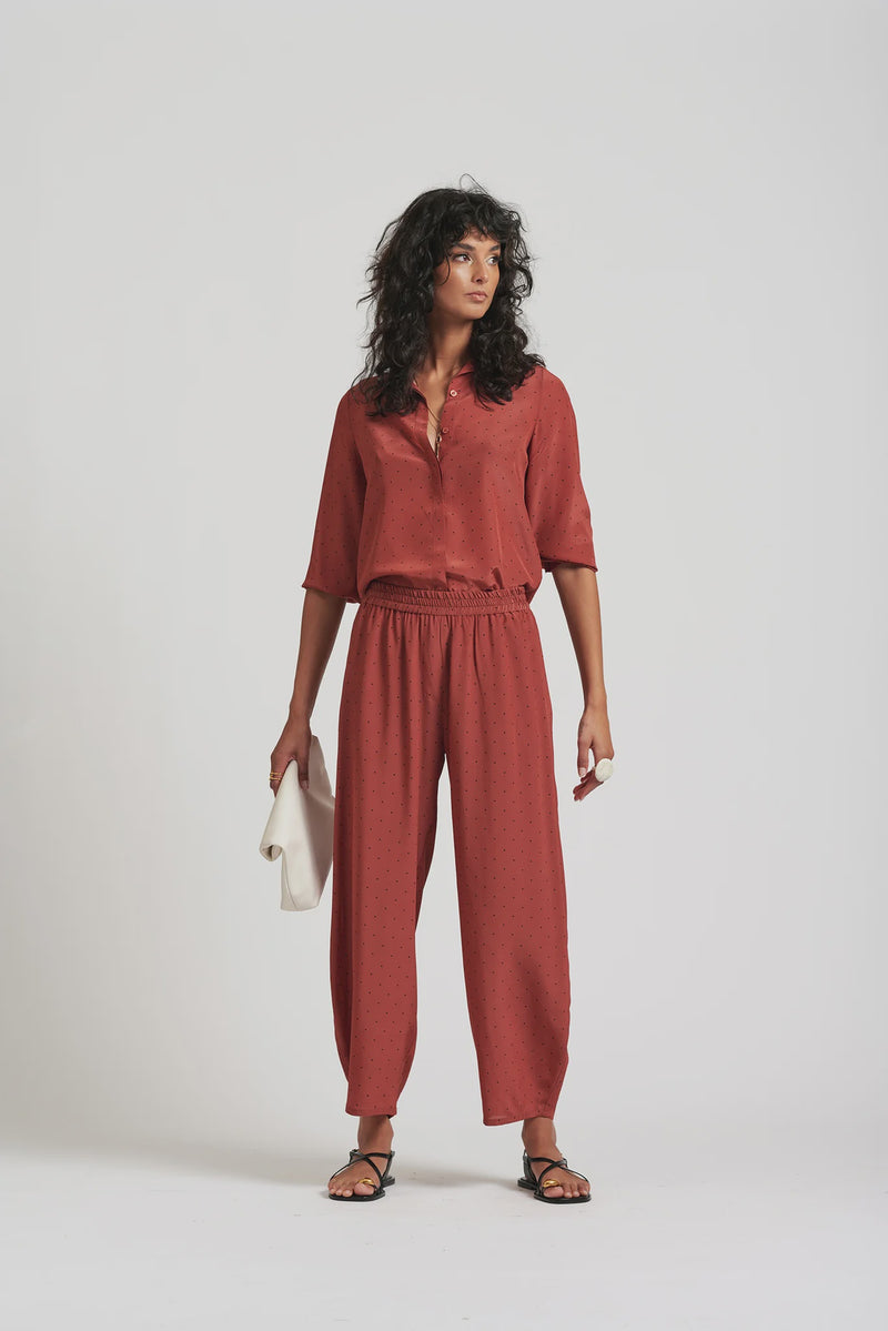 Le Dot Silk Balloon Pant, Rhubarb
