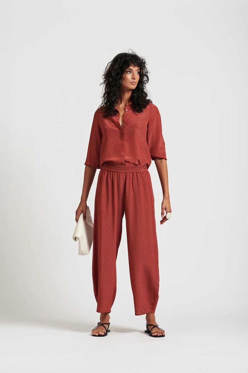 Le Dot Lightweight Silk Shirt, Rhubarb