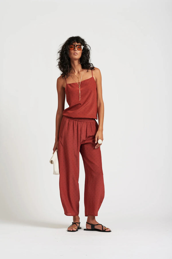 Le Dot Silk Balloon Pant, Rhubarb