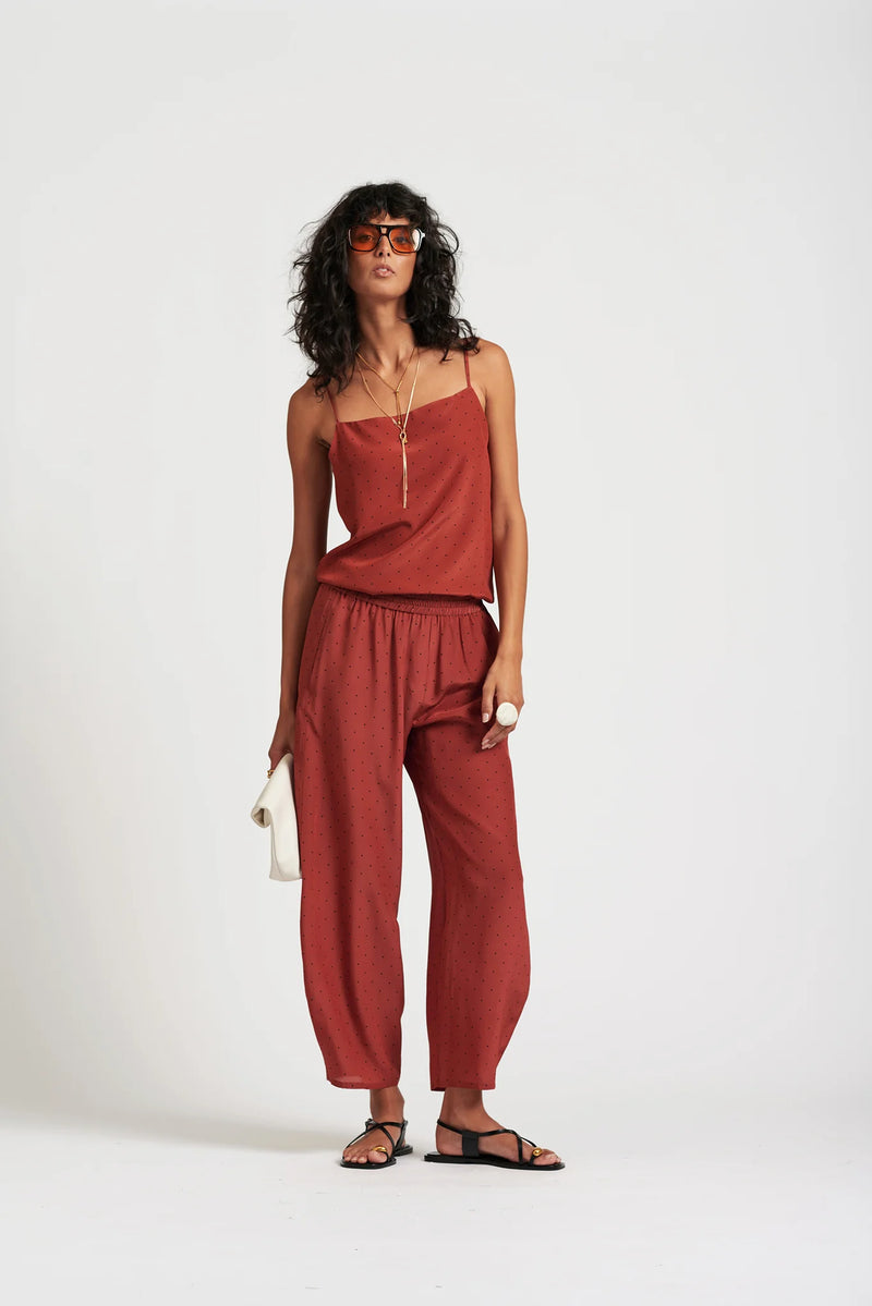 Le Dot Silk Balloon Pant, Rhubarb