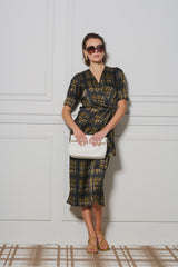 Le Cocktail Print Dress, Olive/Black