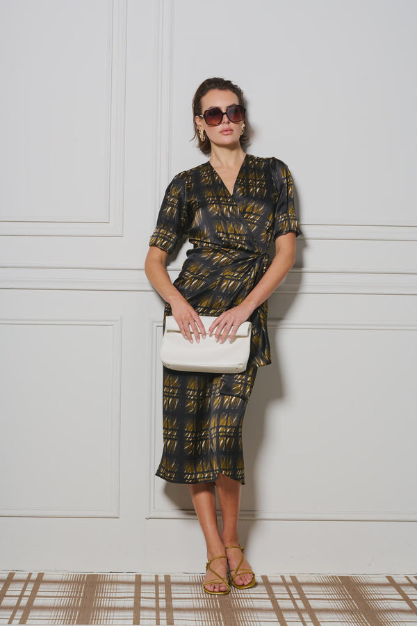 Le Cocktail Print Dress, Olive/Black