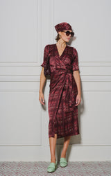 Le Cocktail Print Dress, Burgandy
