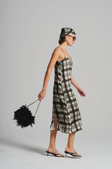 Le Check Slip Dress, Noir
