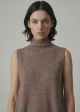 Clouded Funnel Neck Vest, Beaver