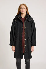 Eb&Ive Sable Hood Coat, Charcoal