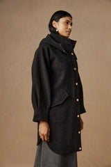 Eb&Ive Sable Hood Coat, Charcoal