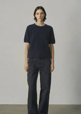 Brushed Short Sleeve Knit, Ink