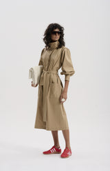 le stripe Trench with Storm Collar, Camel