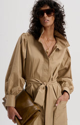le stripe Trench with Storm Collar, Camel