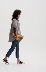 le stripe Mixed Cuff Gingham Shirt