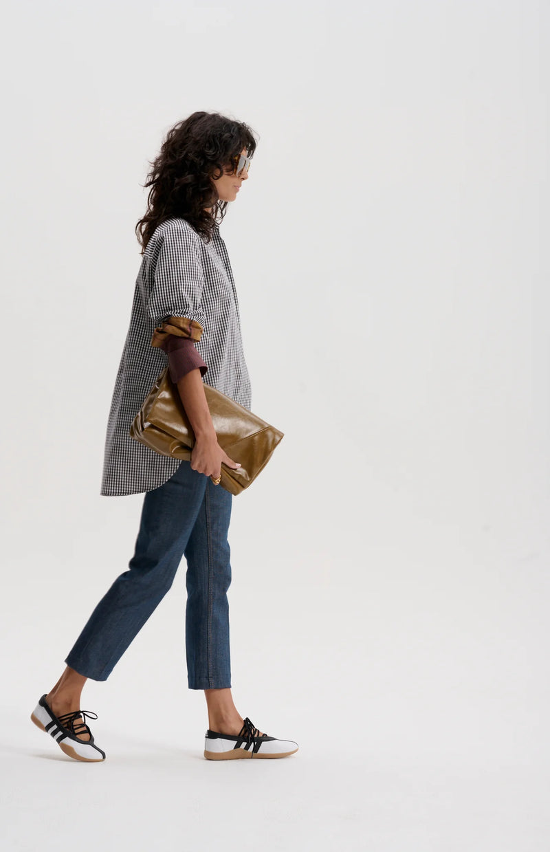 le stripe Mixed Cuff Gingham Shirt