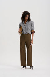 le stripe Mixed Cuff Gingham Shirt