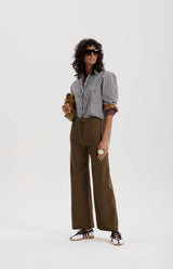 le stripe Worsted Merino Trouser, Dark Olive