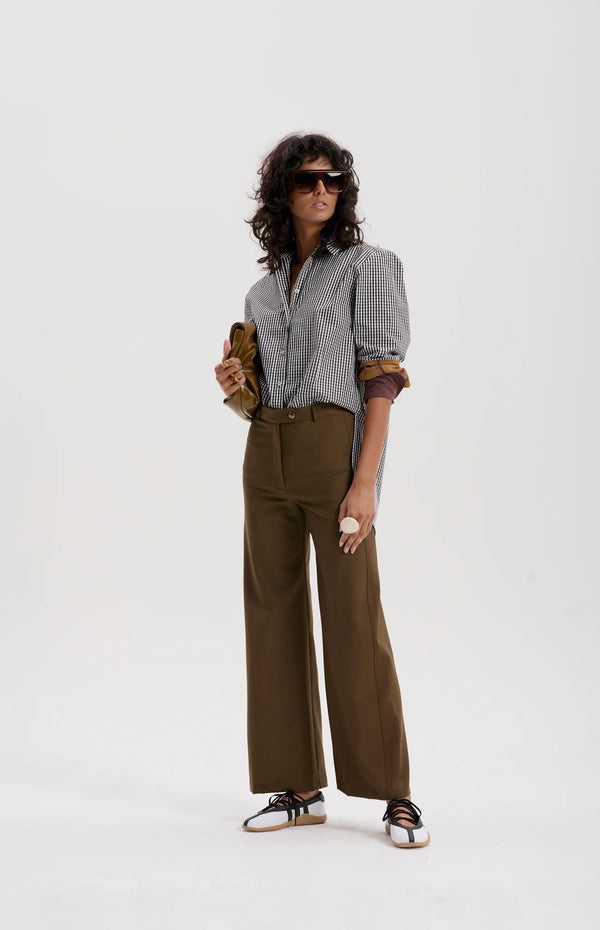 le stripe Worsted Merino Trouser, Dark Olive