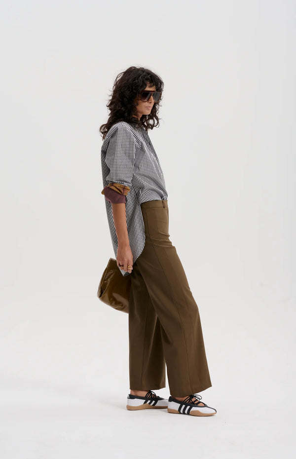 le stripe Worsted Merino Trouser, Dark Olive