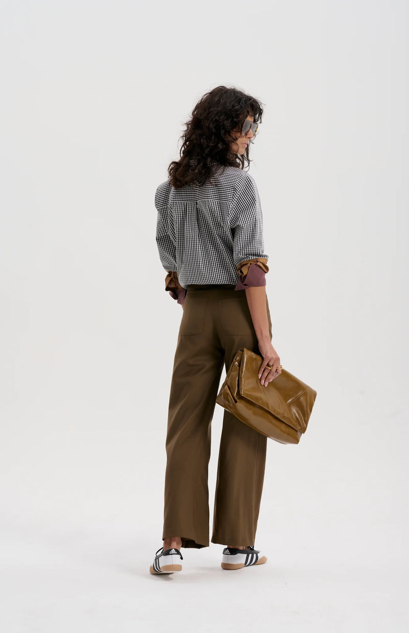 le stripe Worsted Merino Trouser, Dark Olive