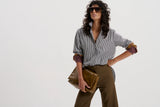 le stripe Worsted Merino Trouser, Dark Olive